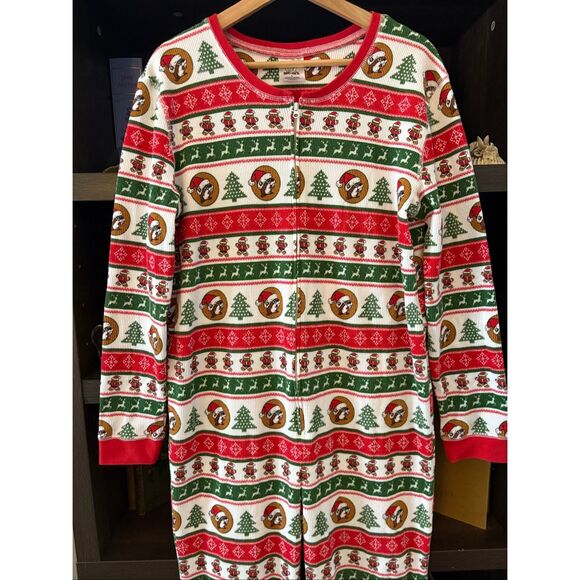 BUC-EE’S Unisex Festive Christmas Beaver Waffle Thermal Zip Pajamas Size Large - Picture 3 of 6